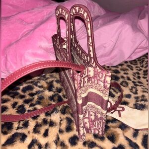 Dior Burgundy and Cream Patterned purse
